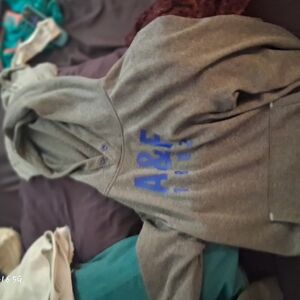 Abercrombie & Fitch Gray Hoodie with Blue Logo